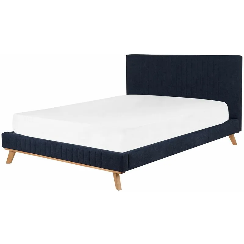 Letto Velluto Blu a Doghe Testiera Trapuntata Verticale 160 x 200 cm Talence