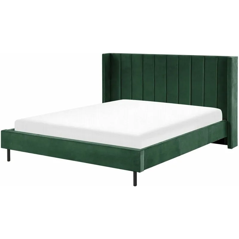 Beliani - Letto matrimoniale in velluto verde scuro 180 x 200 cm Villette