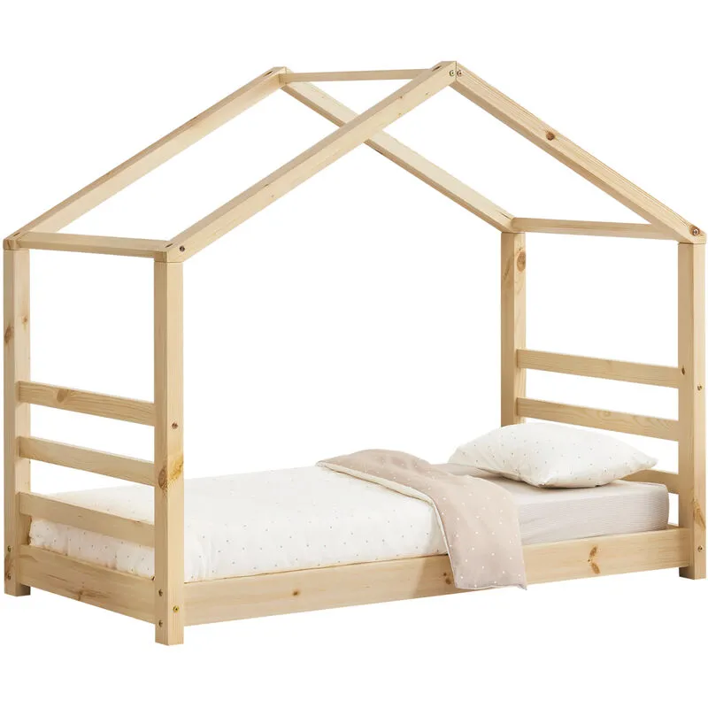 Letto per bambini a forma di casetta struttura in legno color legno varie misure dimensioni : 80x160 cm
