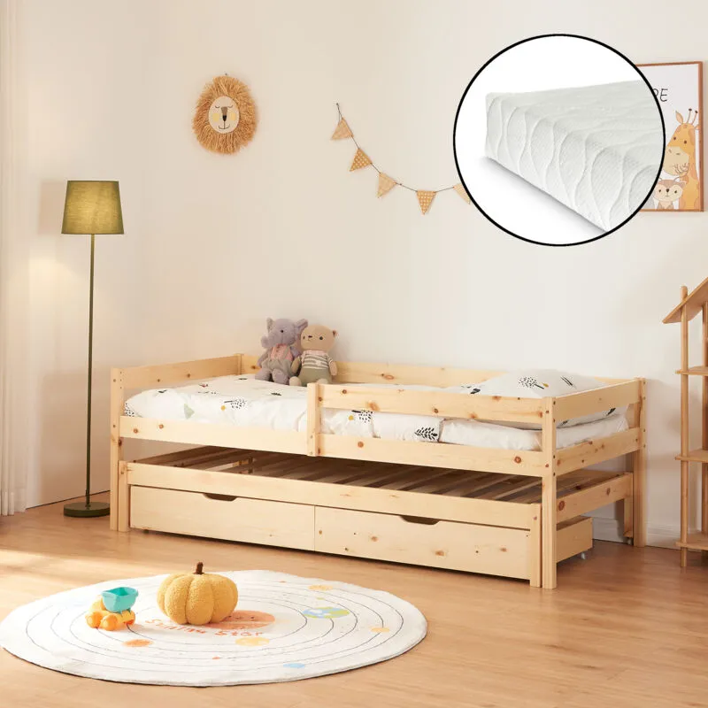 Letto per Cameretta Sonkajärvi a 2 Posti Letto + 1 Materasso da 90 x 200 cm [en.casa]