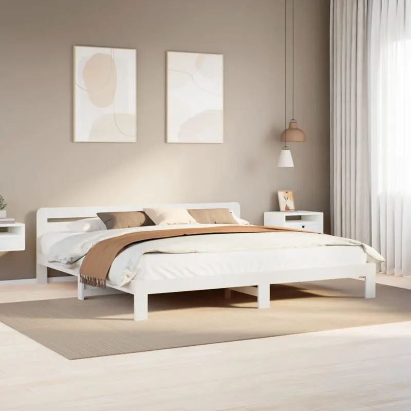 Letto senza Materasso Bianco 180x200 cm Legno Massello di Pino Vidaxl 732729