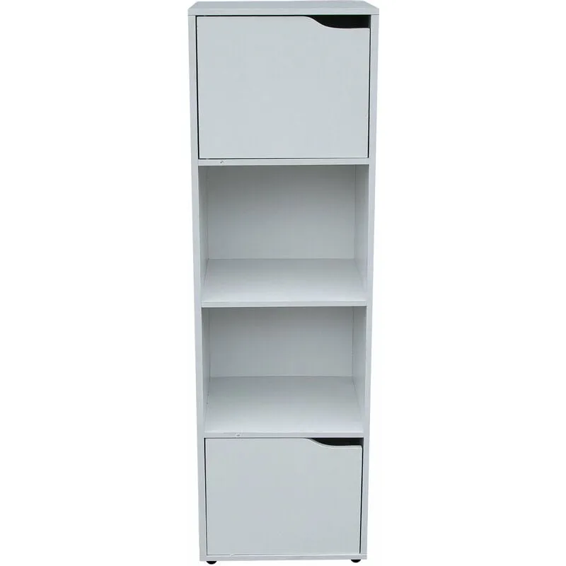 Libreria 2 Ripiani 2 Ante 30x29x120 cm in Legno Bianco