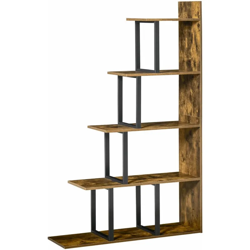 Libreria 5 Ripiani in Legno Effetto Invecchiato 102x30x160 cm Marrone Scuro