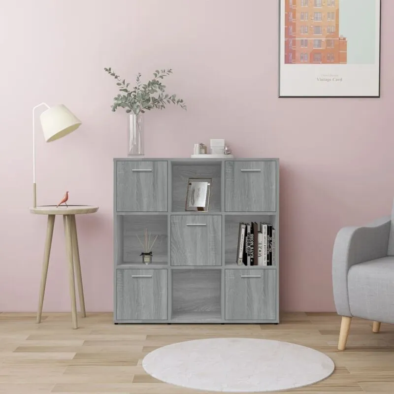 Libreria Grigio Sonoma 90x30x90 cm in Legno Multistrato - Vidaxl