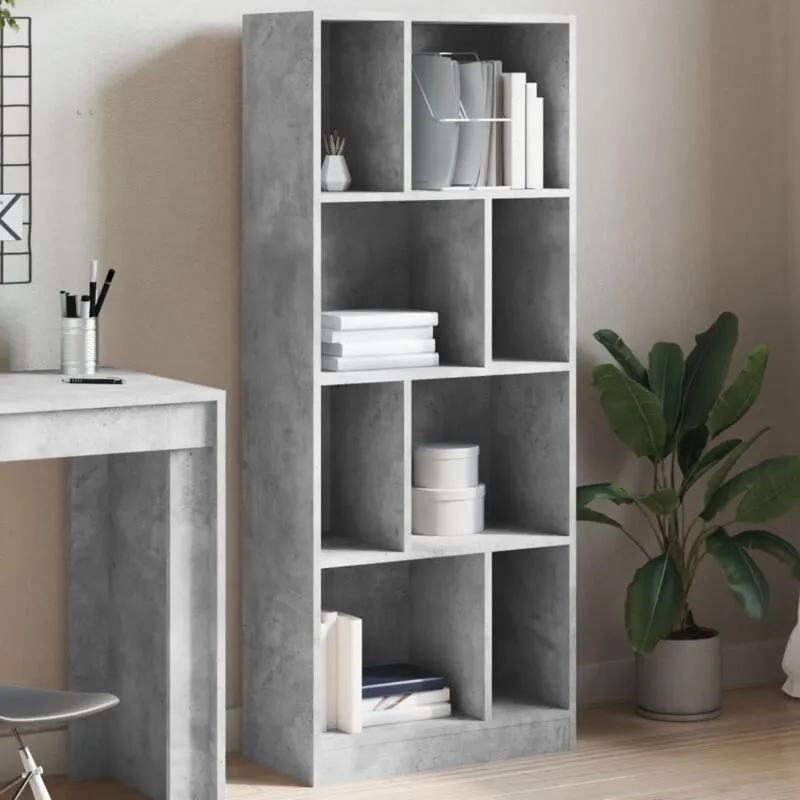 Libreria Grigio Cemento 57x28,5x141 cm in Legno Multistrato - Vidaxl