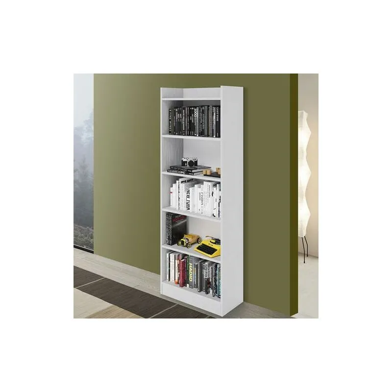 Pidema - Libreria verticale componibile bianca alta 180 cm,