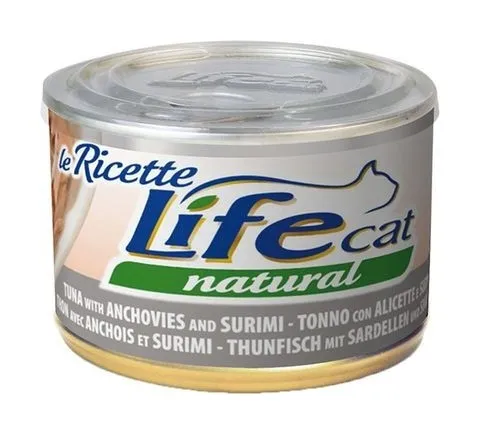 Cat Natural Le Ricette per Gatto da 150 gr Tonno con Alicette e Surimi - 