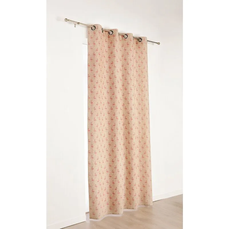 Linder 1570/60/49886/377FR – Tenda a occhielli poliestere beige e rosa 140 x 240 cm