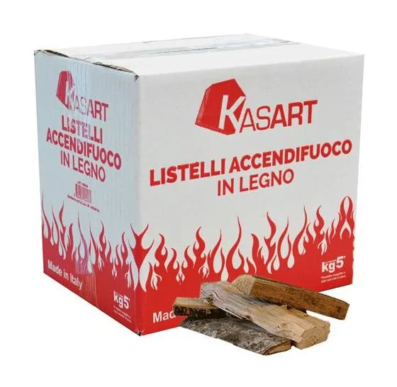 Listelli Accendifuoco per camini stufe barbecue Legno misto Scatola 4 Kg Circa
