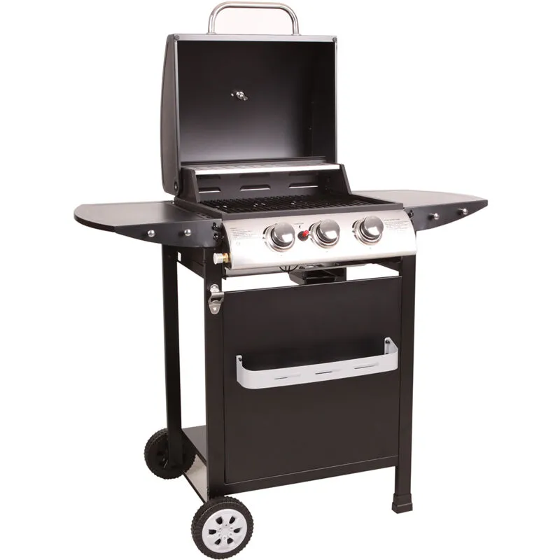 Beneffito - lofoten 2 - Barbecue a gas 3 fuochi - Potenza 8,4 kW - 106,5x57,5x104,5cm - Cappa con termometro - 2 griglie in acciaio cromato, 2