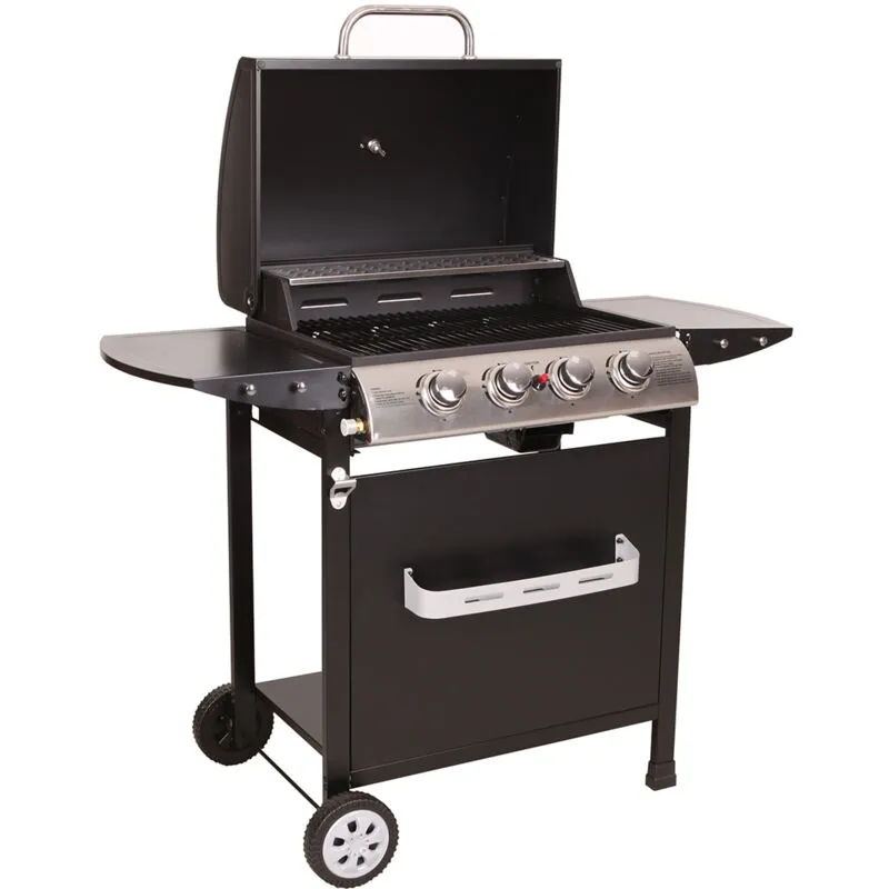 Beneffito - lofoten - Barbecue a Gas 4 fuochi - Potenza 12 kW - 118,5x57,5x104,5cm - Cappa di chiusura con termometro - 2 Griglie in acciaio cromato,