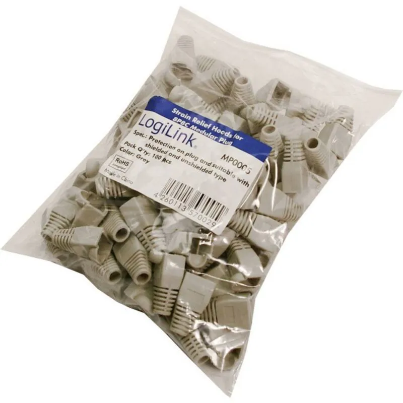 LogiLink MP0005 Protezione antipiega RJ45 MP0005 Grigio 100 pz.