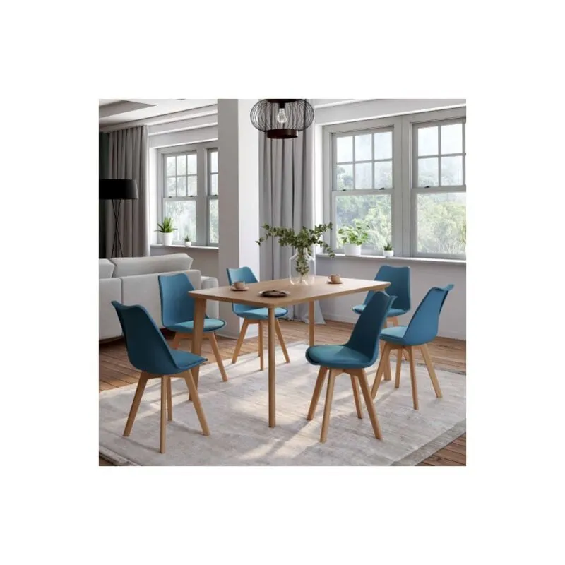 Idmarket - Set di 6 sedie sara blu anatra per sala da pranzo