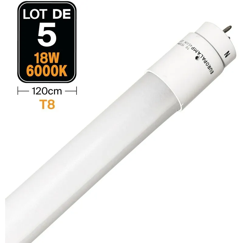 5 Tubi Neon LED 18W 120cm T8 Blanc Froid 6000K Gamme Pro 18W 120cm T8 Blanc Froid 6000K Gamme Pro