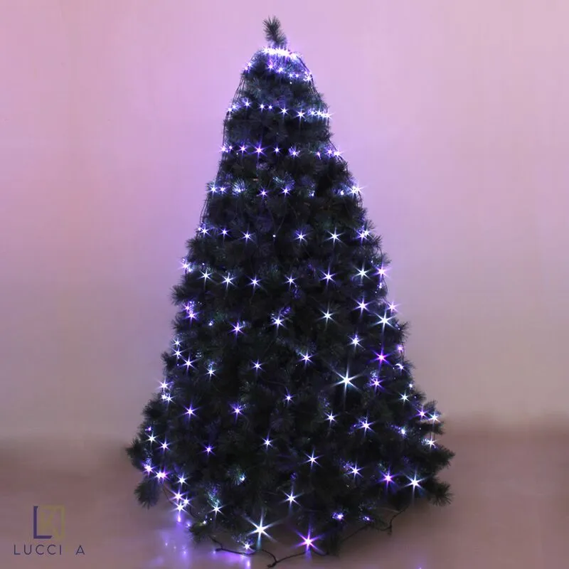 Home mantello a rete con 288 luci a Led Viola + Bianco Ghiaccio per albero di Natale con 8 giochi di luce e memoria per uso interno ed esterno Viola