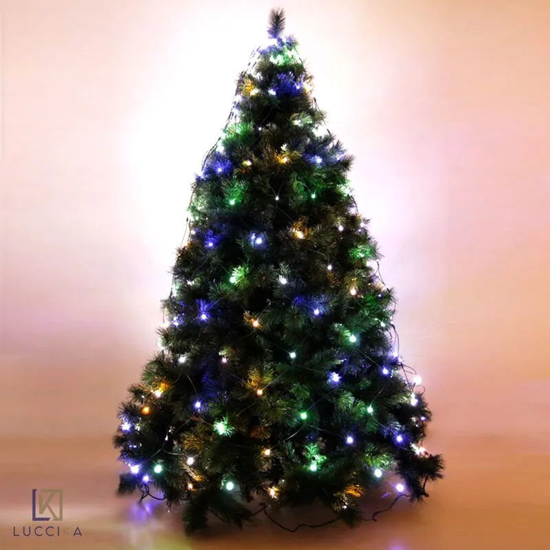 Home mantello a rete con 192 luci a Led Multicolore per albero di Natale con 8 giochi di luce e memoria per uso interno ed esterno Multicolore 192