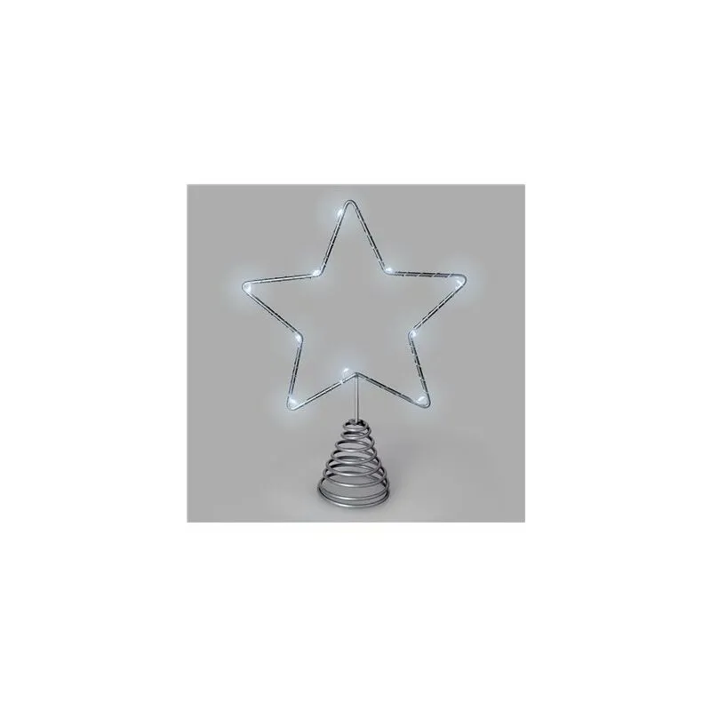 Luci di Natale Stella Albero di Natale Luce bianca fredda. 10 led. Uso interno Protezione IP20. 2 batterie aa