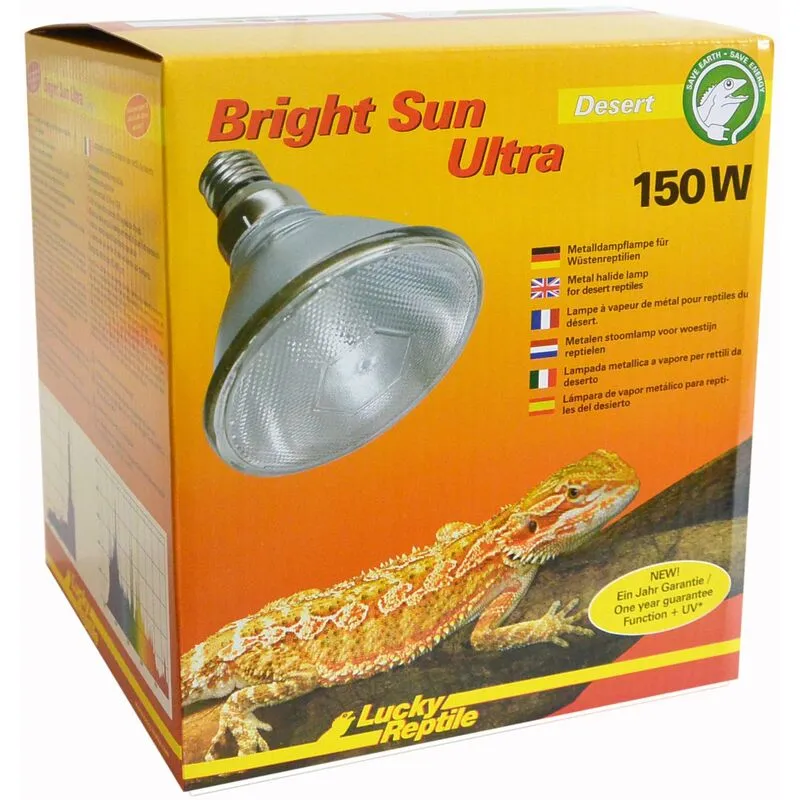  - Bright Sun Ultra Desert - Lampada a vapori Metallici 150W per portalampada E27 - Lampada a Luce Diurna per Grandi terrari - Lampada