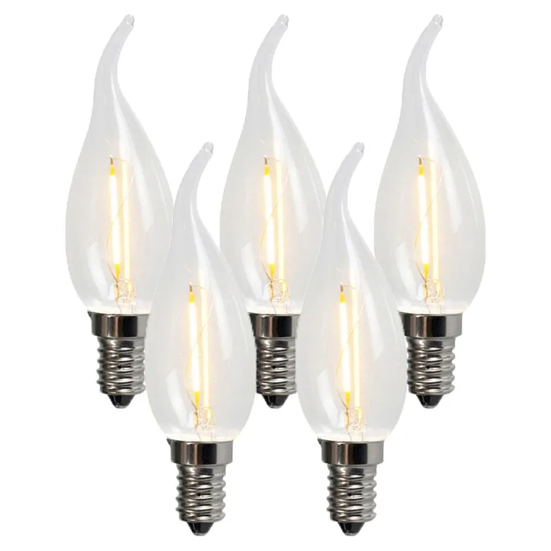 Set di 5 lampade a candela a filamento led E14 BXS35 1W 100LM 2200K - Luedd