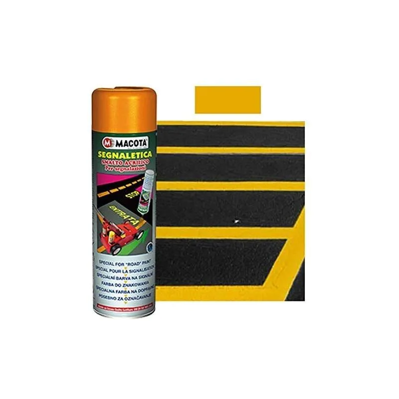 Segnaletica vernice spray per segnaletica stradale - 500 ml - 6 tinte Colore - Giallo - Macota