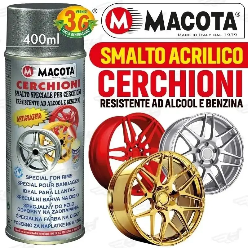 Smalto Speciale Cerchioni Vernice Spray 400ML Tuning Giallo Metallizzato - Macota