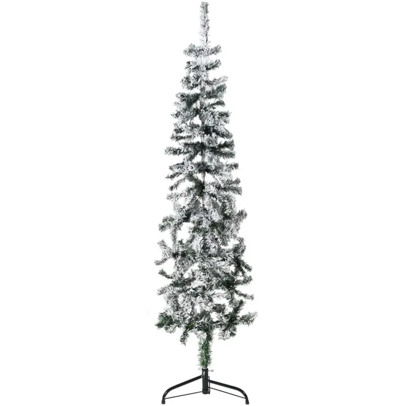 Furniture Limited - Albero Natale Artificiale Sottile a Metà Neve - Groen