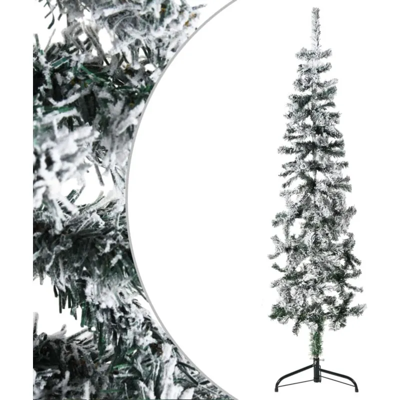 Furniture Limited - Albero Natale Artificiale Sottile a Metà Neve - Groen