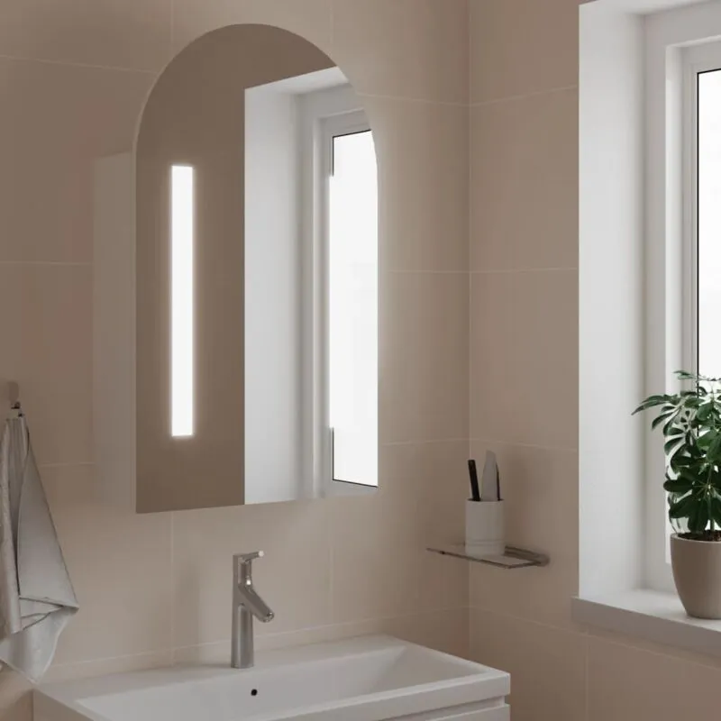 Furniture Limited - Armadietto Bagno con Specchio e led ad Arco