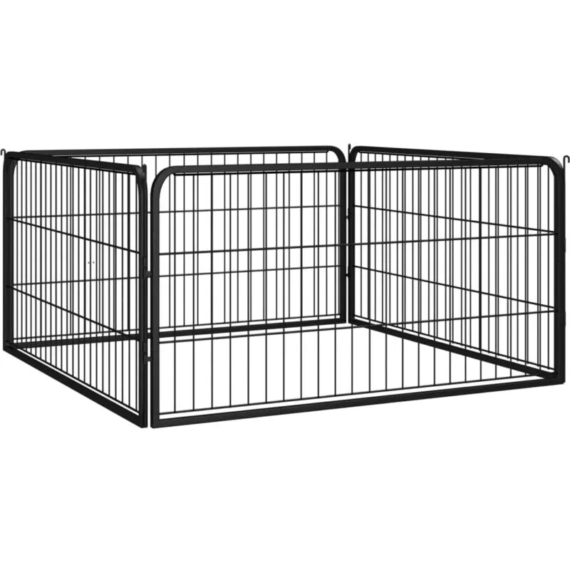 Maison du'Monde - Box Cani a 4 Pannelli Nero 100x50cm Acciaio - Zwart