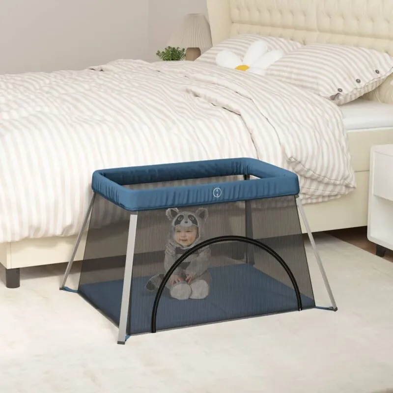 Furniture Limited - Box per Bambini con Materasso Blu Marino