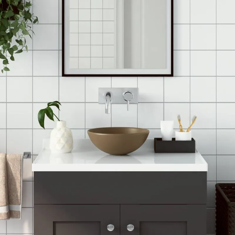 Jinlefu - Maison du'Monde - Lavandino da Bagno in Ceramica Crema Opaco - Crème