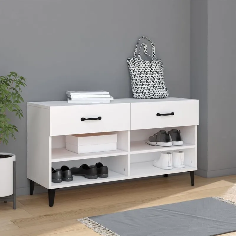 Furniture Limited - Scarpiera Bianca 102x35x55 cm in Legno