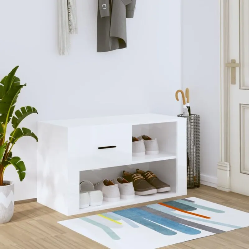 Furniture Limited - Scarpiera Bianco Lucido 80x35x45 cm in Legno