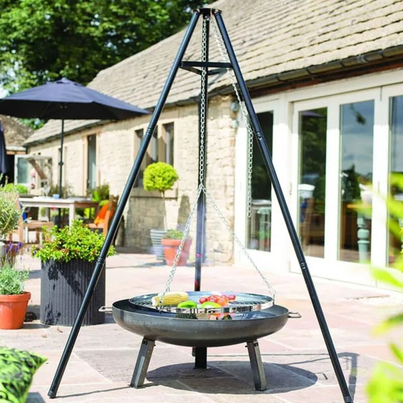 Furniture Limited - Treppiede per Griglia Nero 172 cm BBQ TRIPOD