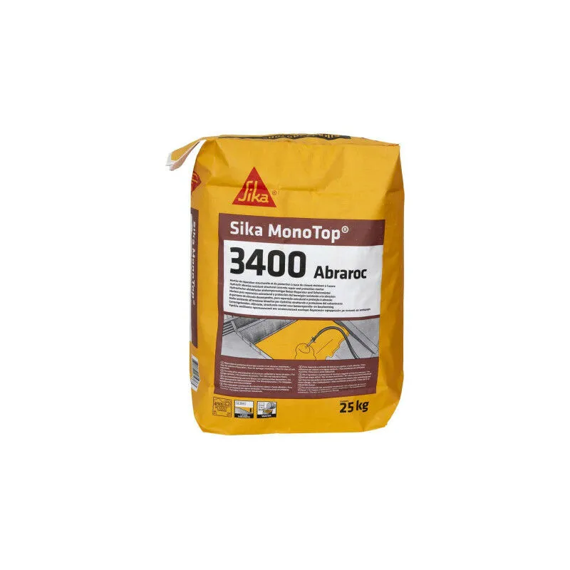 Sika - Malta per riparazioni MonoTop-3400 Abraroc - 25 kg - Grigio - Gris