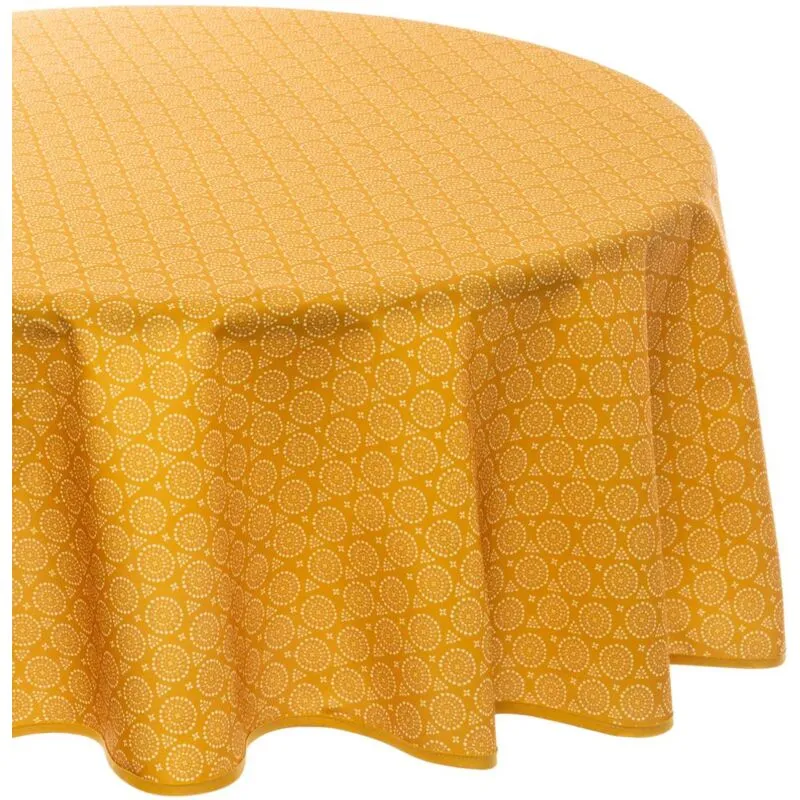 Tovaglia antimacchia etnik giallo senape d180cm - d. 180 cm Atmosphera créateur d'intérieur - Ocra