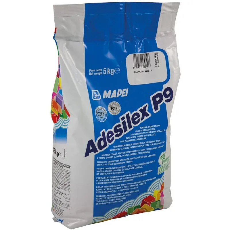 Mapei - Adesilex 95 Malta adesiva per piastrelle ad alta adesione senza scivolamento verticale 5kg, Bianco (ADESILEXP95B)