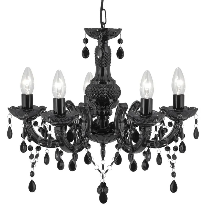 Lampadario Classico Marie Therese Vetro Nero Policarbonato 5 Luci E14