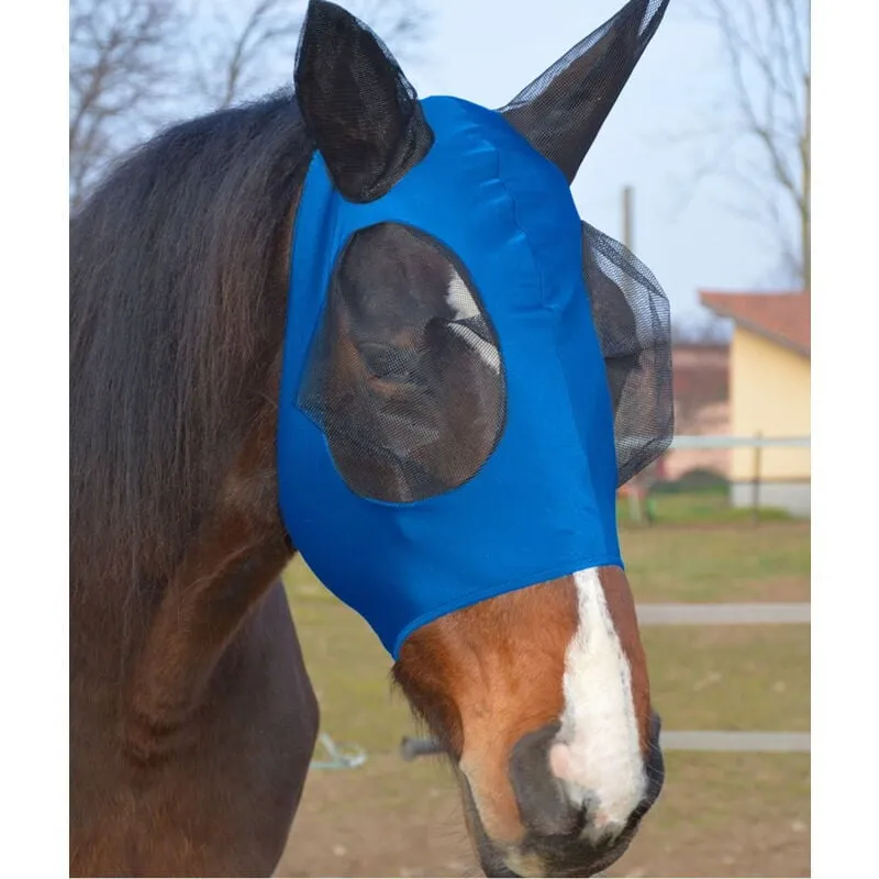 Winner - Maschera per cavalli antimosche in lycra con rete per occhi: Cob, Blu royal