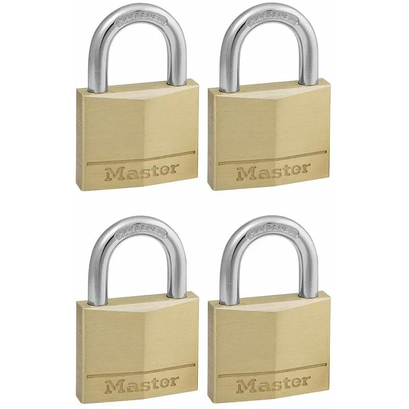 150EURQNOP Confezione da 4 Lucchetti con Chiavi in Ottone, Oro, 6.8 x 5 x 1.4 cm - Master Lock