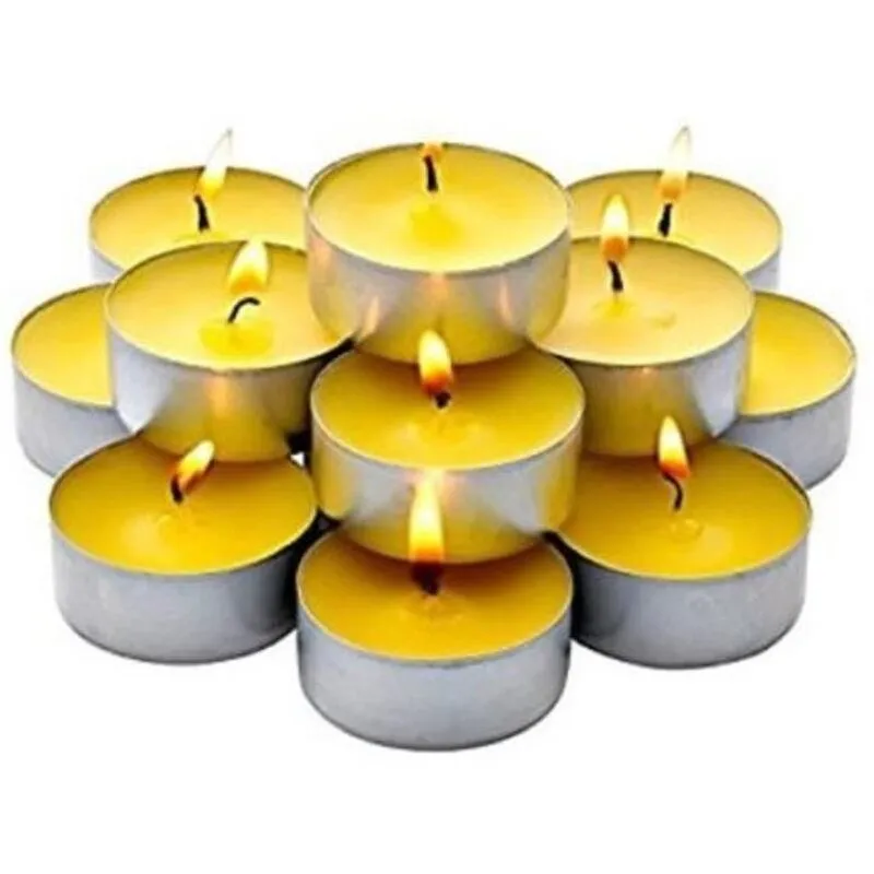 Maury's - candeline tea light 120 pz gialle con olio di citronella e base in metallo