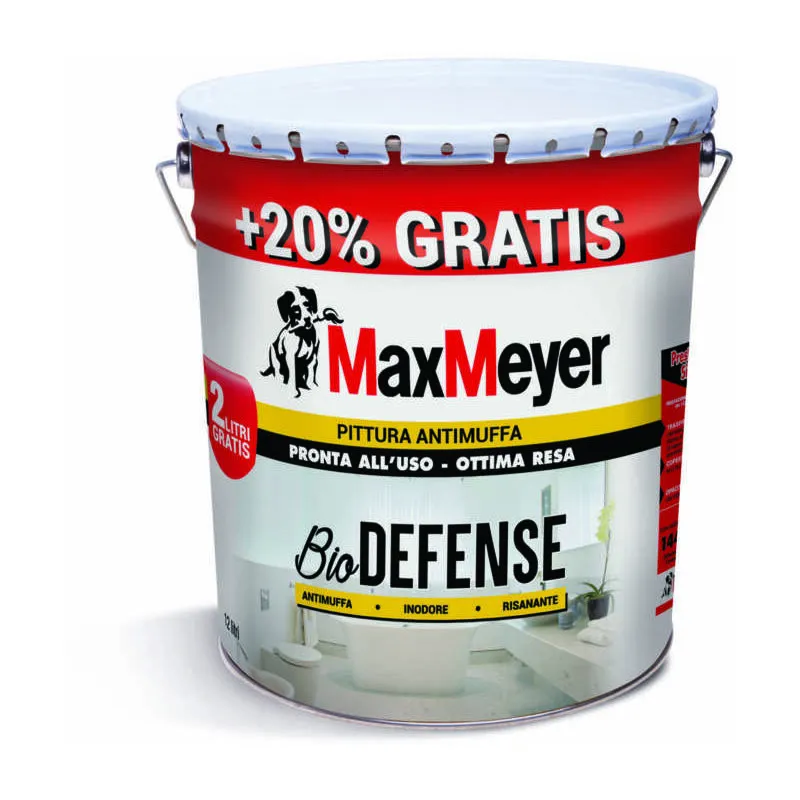 Pittura antimuffa pronta all'uso biodefence 10lt + 2lt omaggio Max Meyer