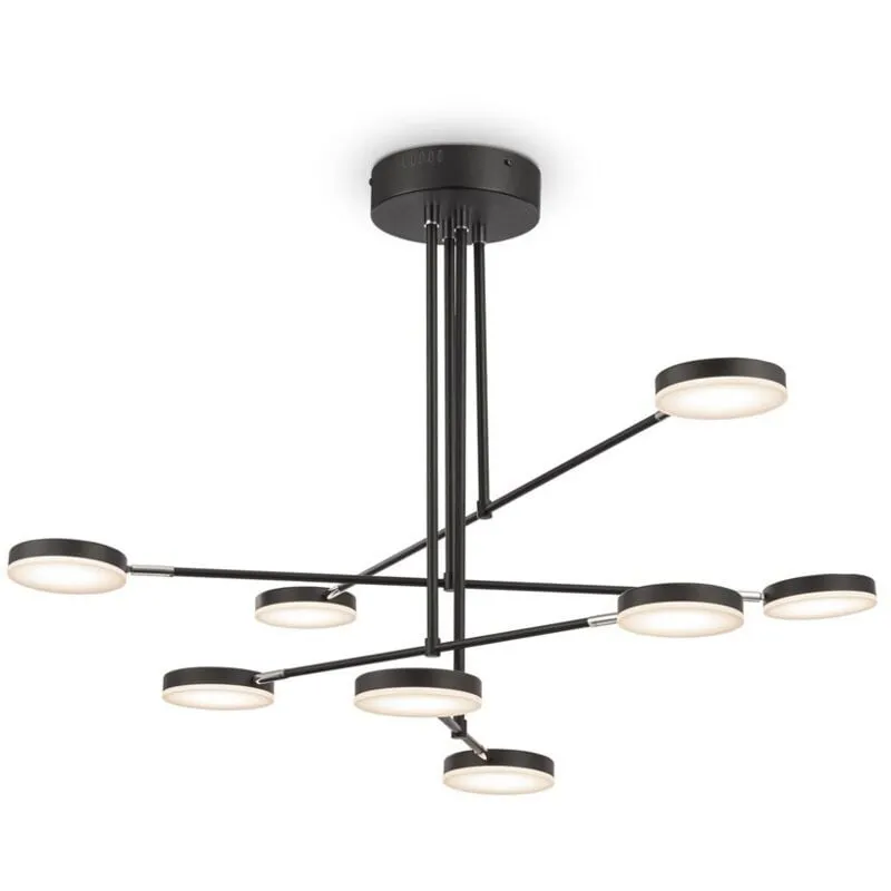 Lampadario a Sospensione Moderno Fad Metallo Nero Acrilico 8 Luci Led49W