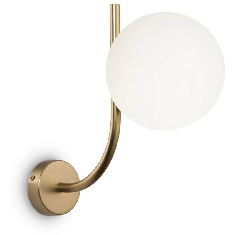 Applique Contemporanea Rendez-Vous In Metallo Ottone 1 Luce e Diffusore Bianco