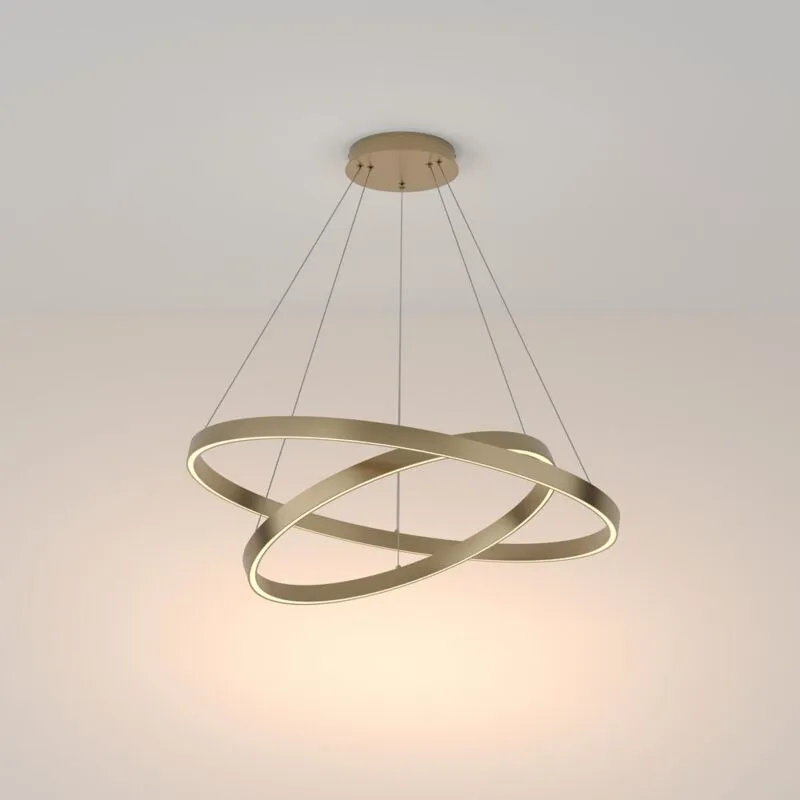 Lampadario a Sospensione Moderno Rim Alluminio Ottone 2 Luci Led 88W