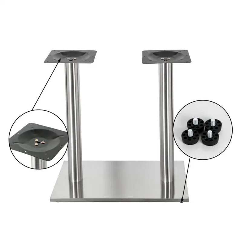 Base del tavolo con struttura a doppia colonna in acciaio inox, ca. 70 x 40 x 72 cm - può essere combinato con un piano a scelta - Melko