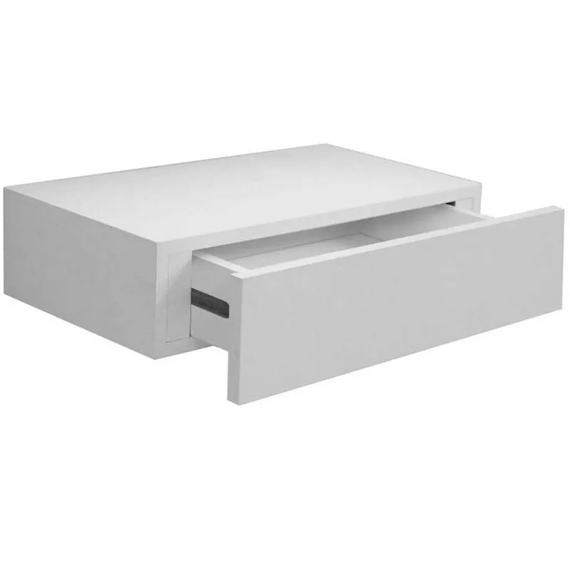 Mensola Cassetto Sospeso da Parete Scaffale in Legno mdf Bianco 40x24x10cm