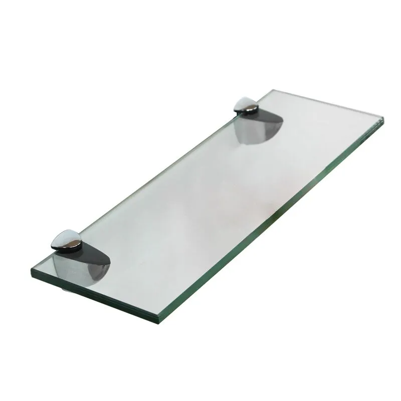 Mensola in vetro Melko, mensola in vetro ideale per il bagno, la doccia e per la decorazione moderna con supporto in acciaio inox 40 x 10 x 0,8 cm,