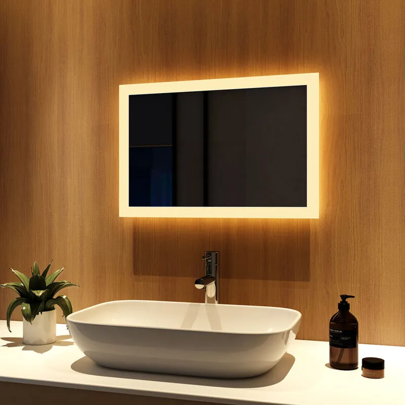 Specchio da Bagno con Luce 60x40cm led Illuminazione Specchio da Parete Risparmio energetico e Impermeabile IP44 - Meykoers