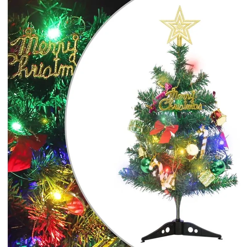 Mini Albero di Natale Artificiale con Luci 20 led Verde 45 cm Vidaxl Verde